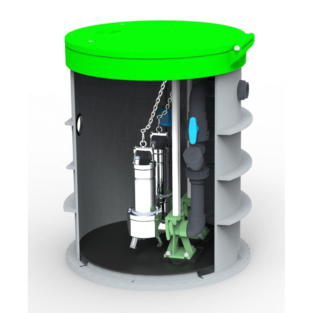 Prepumpna stanica Ø800x1000 - 2xDAB FEKA VS 1000 s vodilicama