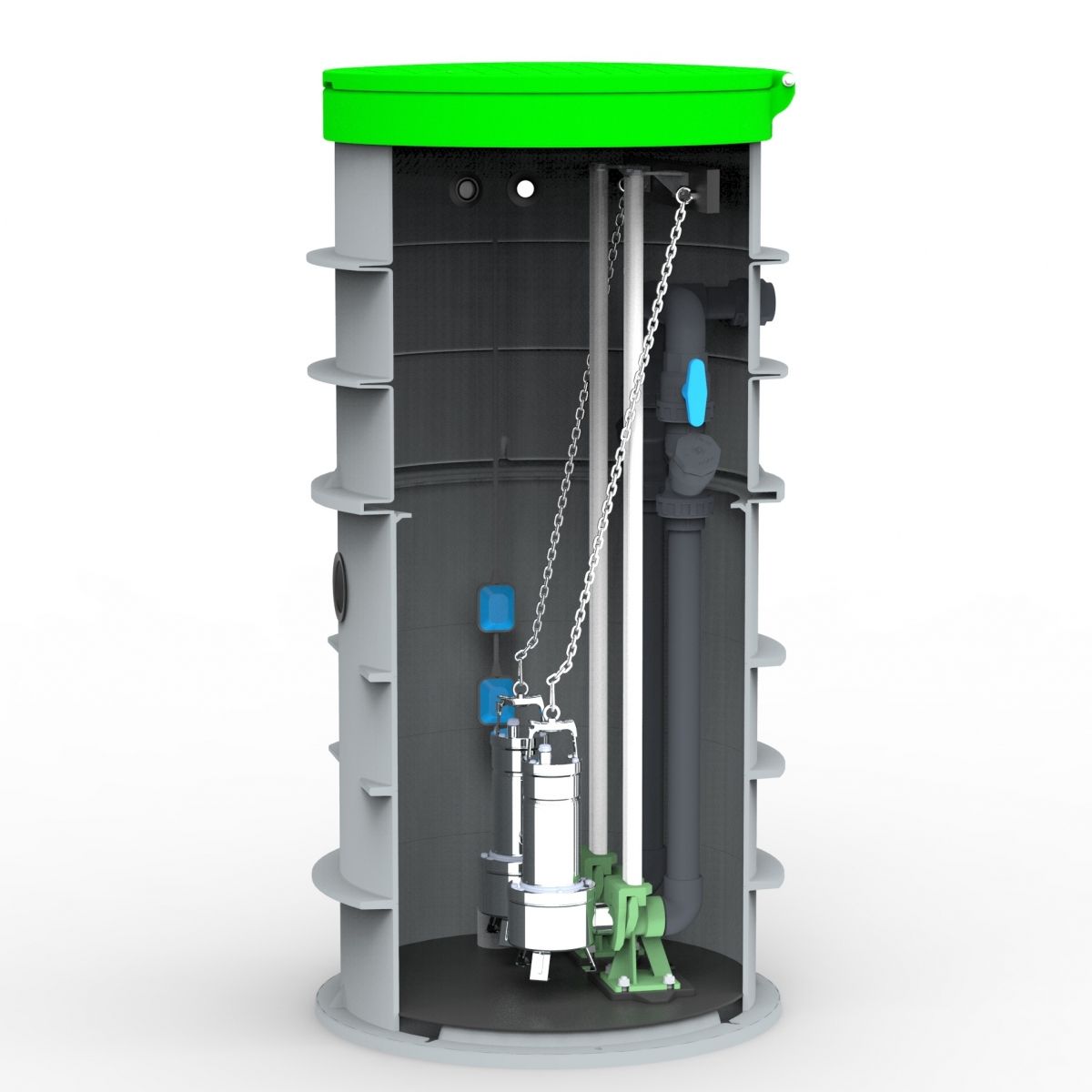 Prepumpna stanica Ø800x1800 - 2xDAB FEKA VS 1000 s vodilicama