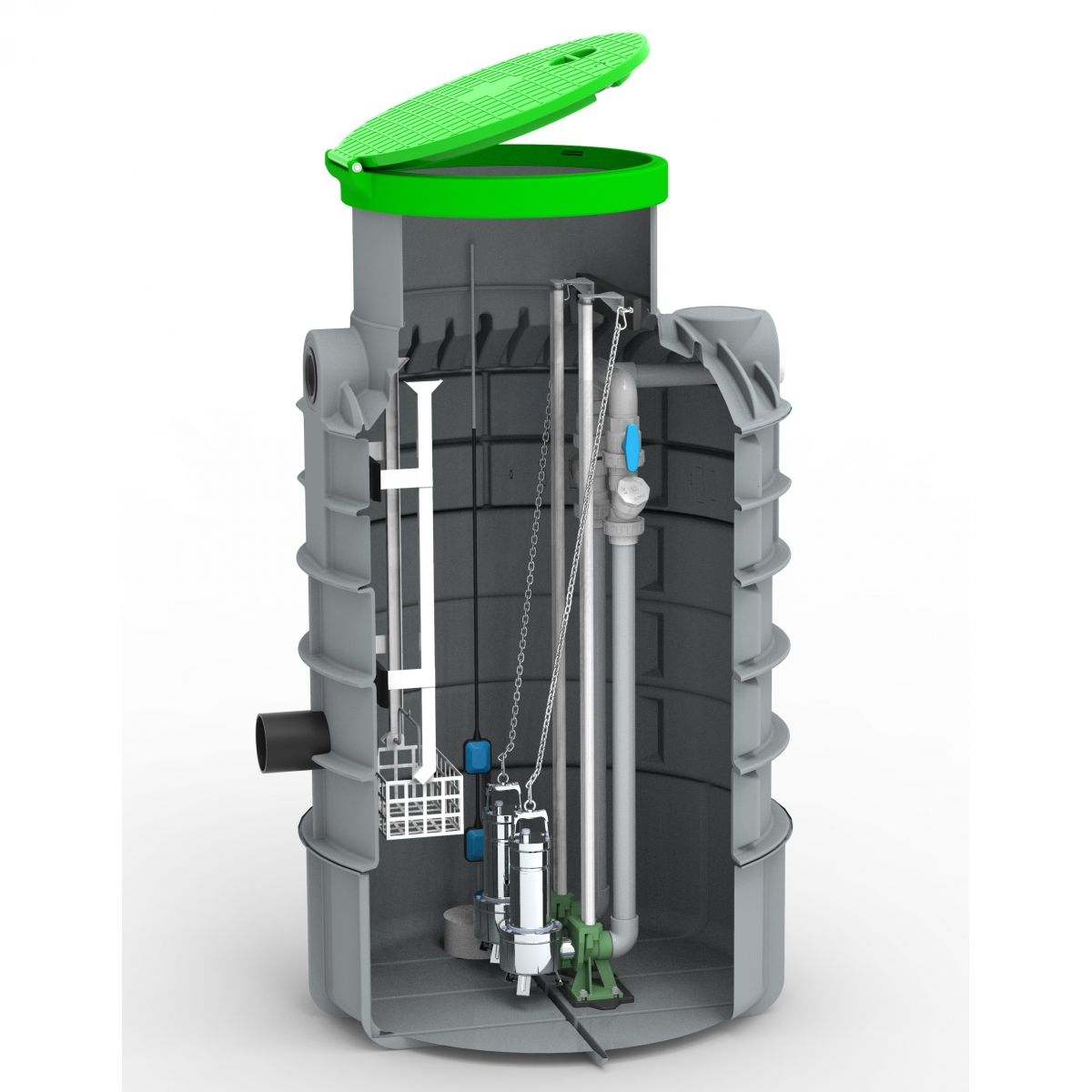 Prepumpna stanica Ø1300x2300 - 2xDAB FEKA VS 1200 s vodilicama