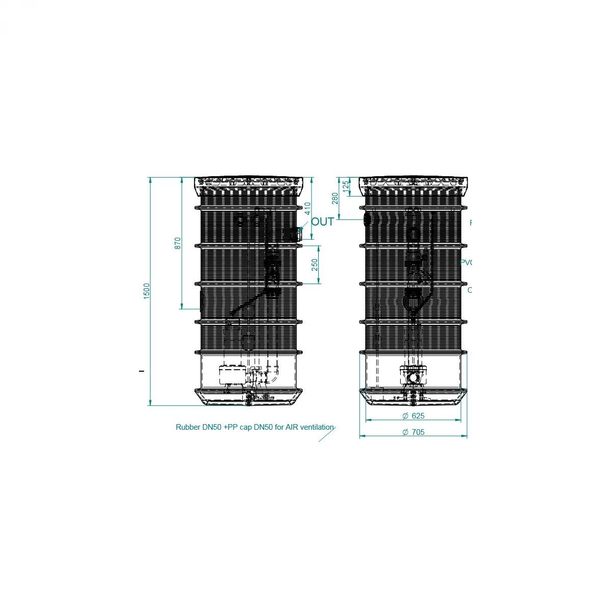 Prepumpna stanica Ø600x1500 - DAB FEKA VS 750 s vodilicama