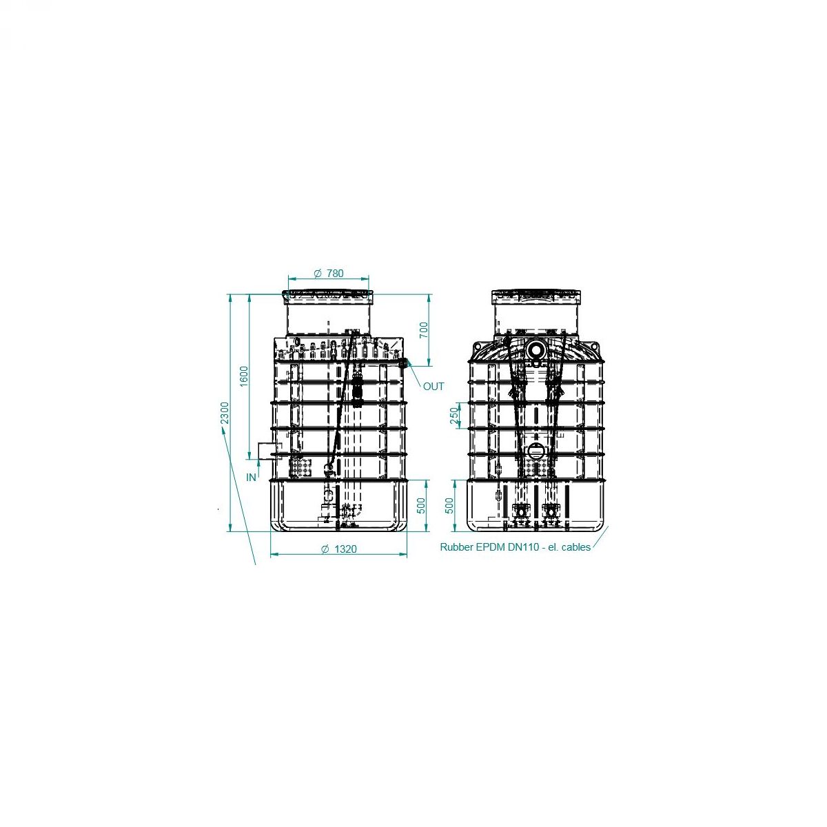 Prepumpna stanica Ø1300x2300 - 2xDAB FEKA VS 1200 s vodilicama