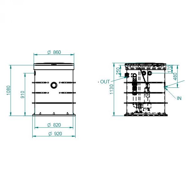 Prepumpna stanica Ø800x1000 - 2xDAB FEKA VS 1000 s vodilicama