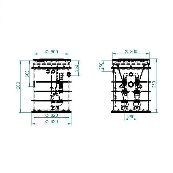 Prepumpna stanica Ø800x1200 - 2xPentax DG102