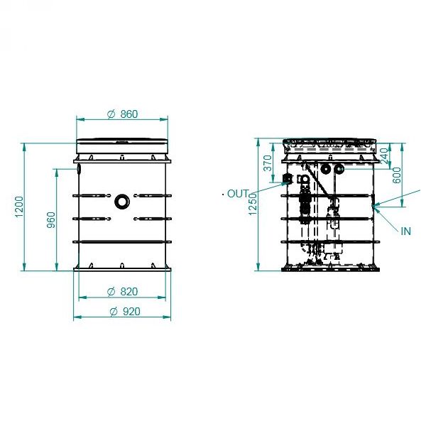 Prepumpna stanica Ø800x1200 - 2xDAB FEKA VS 1000 s vodilicama