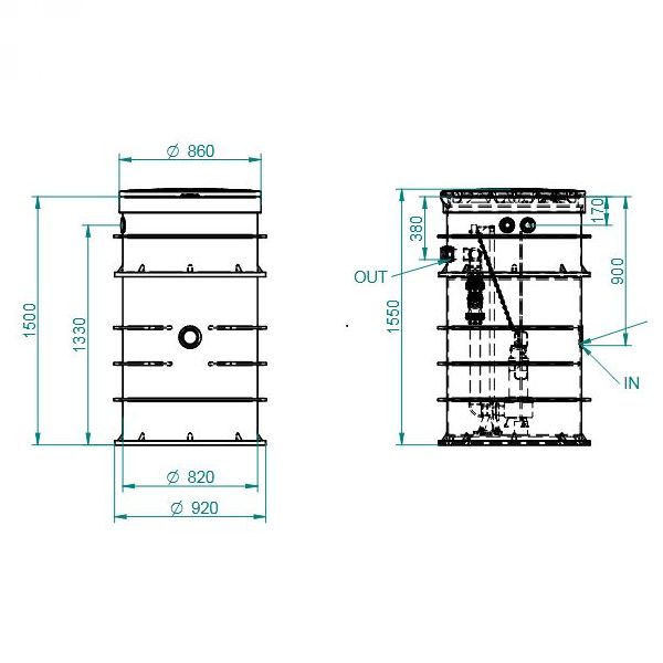 Prepumpna stanica Ø800x1500 - 2xDAB FEKA VS 1000 s vodilicama